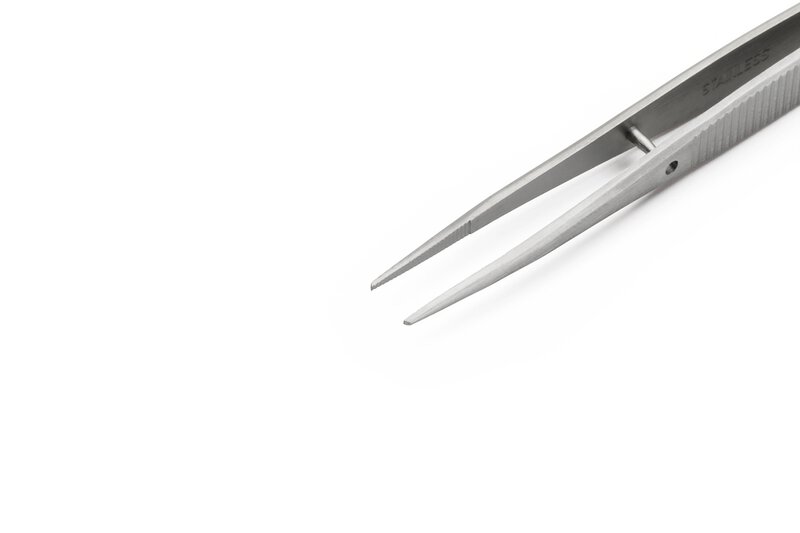 20AS Precision tweezers, fine, straight, inside serrated tips , 108 mm #2