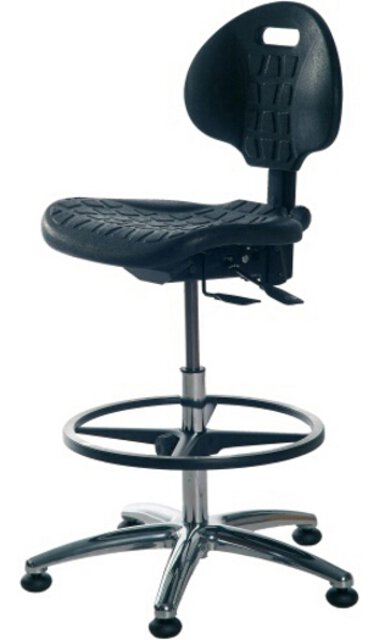 Chaise ESD Industrial en polyuréthane, version chaise haute, noir