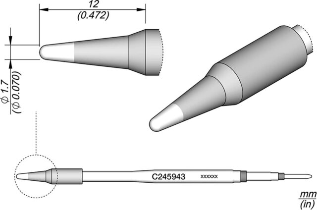 Lötspitze konisch, D: 1,7 mm, C245943