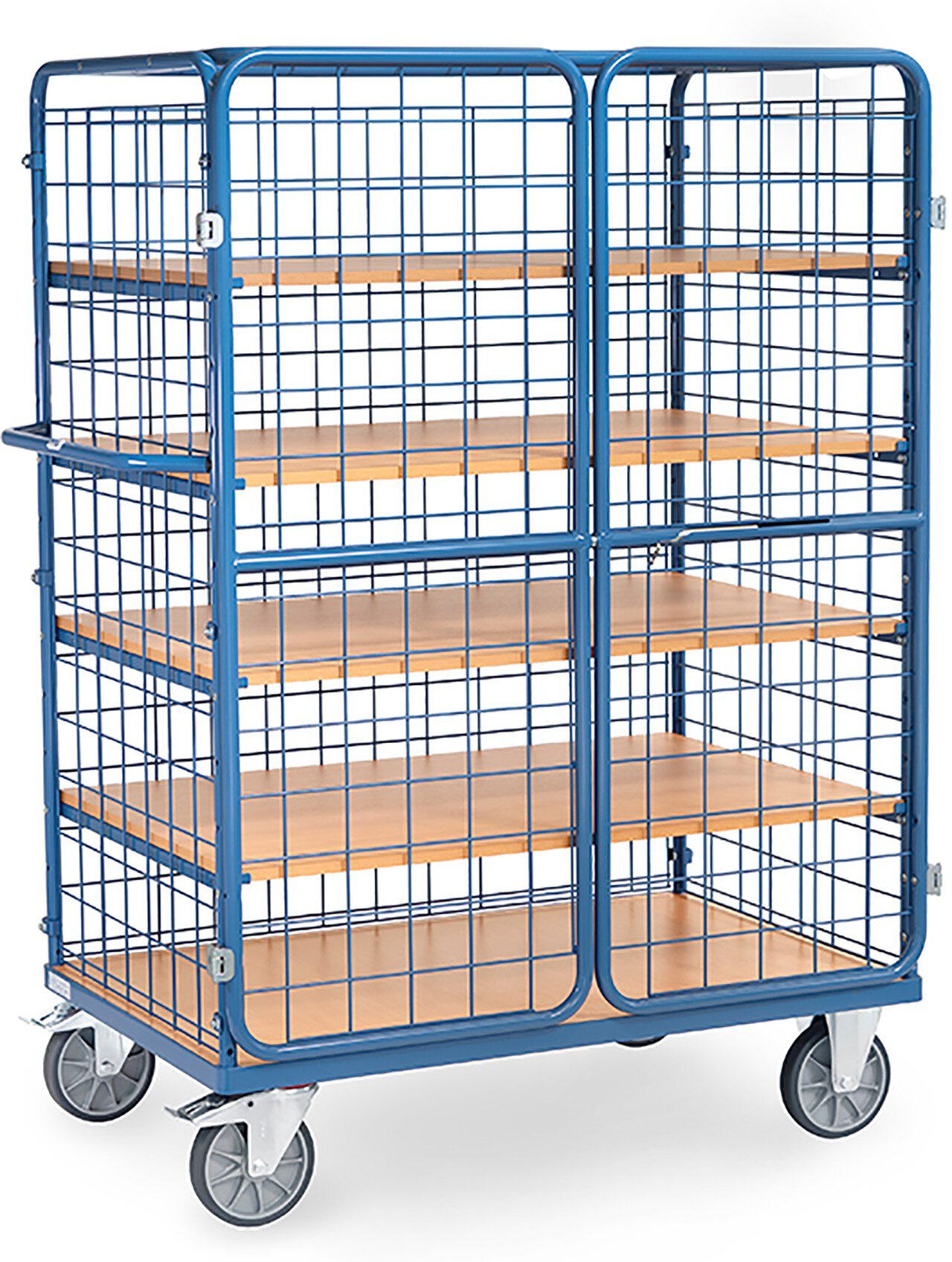 Chariot à plateaux avec portes battantes, charge max. 600kg, 5 plateaux, hauteur 1800mm, 1200x800mm. #zoom-2