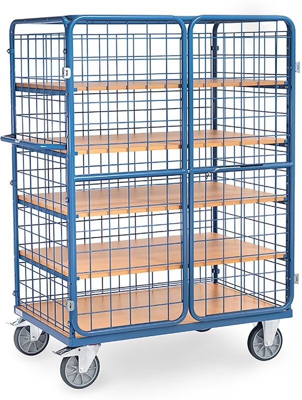 Chariot à plateaux avec portes battantes, charge max. 600kg, 5 plateaux, hauteur 1800mm, 1200x800mm. #2