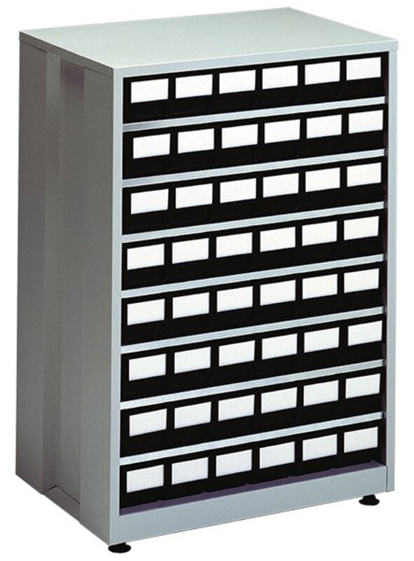 ESD-Schubladenmagazin groß, 48 Schubladen, 605x410x870 mm, schwarz