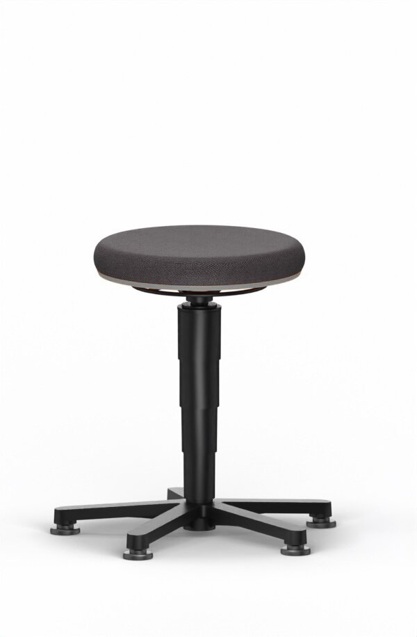 Allround Hocker 1, mit Gleiter, Stoff Duotec schwarz, Farbring grau #zoom-1