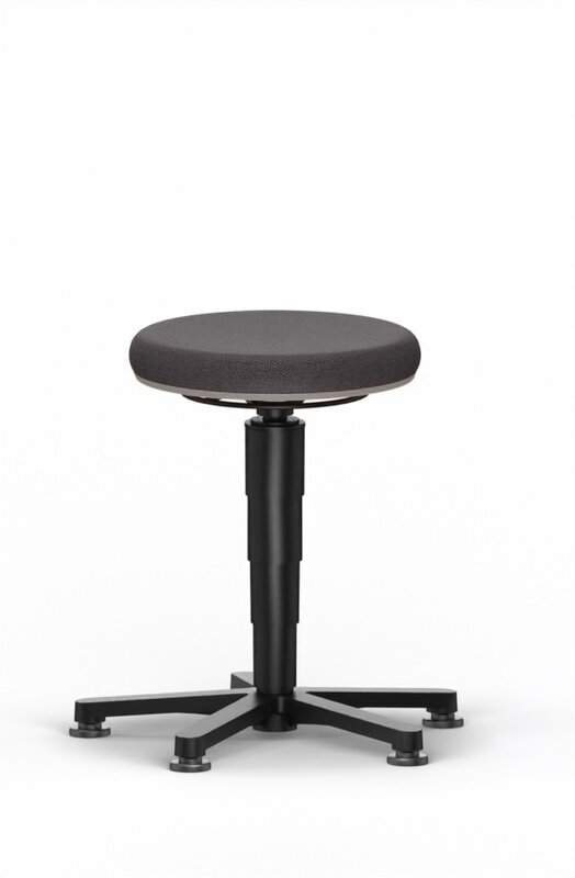 Allround Hocker 1, mit Gleiter, Stoff Duotec schwarz, Farbring grau