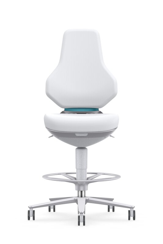 Salle blanche ESD TEXON 4 siège de travail pivotant, avec roulettes d'assise et repose-pieds, Skintec blanc #5