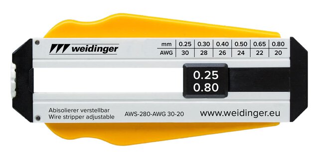 Abisolierer für AWG 30-20, verstellbar, für PVC- und PTFE-Drähte, Ø 0,25 - 0,8 mm