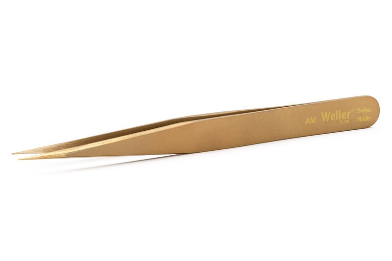 AM precision tweezers fine, straight tips, brass, 127 mm #2