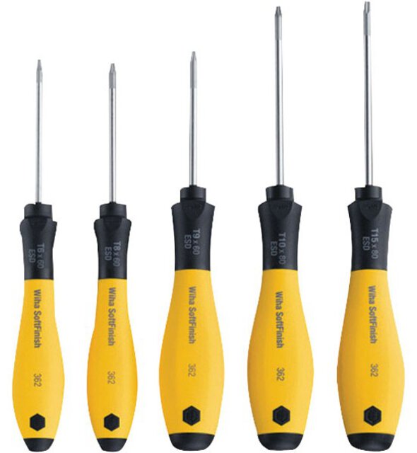 ESD-schroevendraaierset, SoftFinish ESD 362SF, K5, 5 stuks, TORX