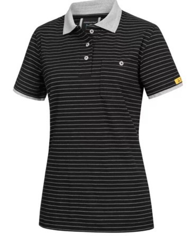 ESD-Poloshirt CONDUCTEX Damen, grau/blau, Brusttasche, L