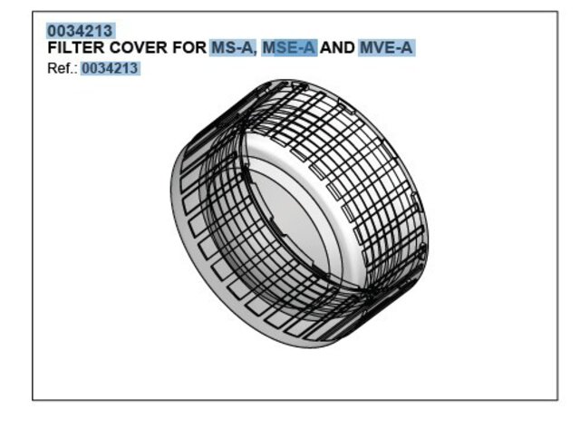 Couvercle de filtre pour MS-A/MSE-A/MVE-A