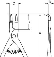 Pince pour circlips extérieurs avec mâchoires coudées à 90°, brunie 125 mm #thumbnail-3