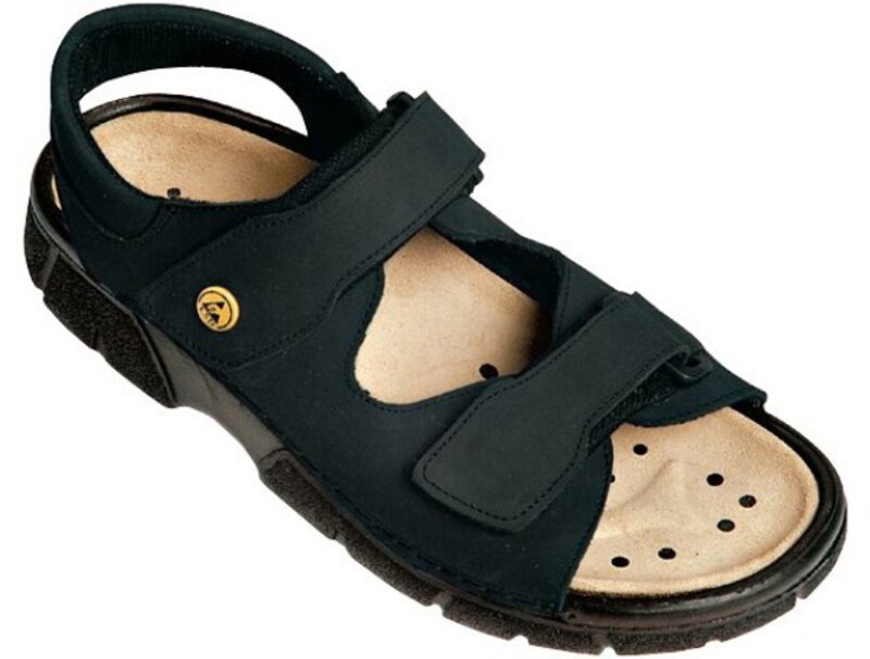 ESD Sandal Ladies/Men Electra, heel strap, black, nubuck leather, size 48