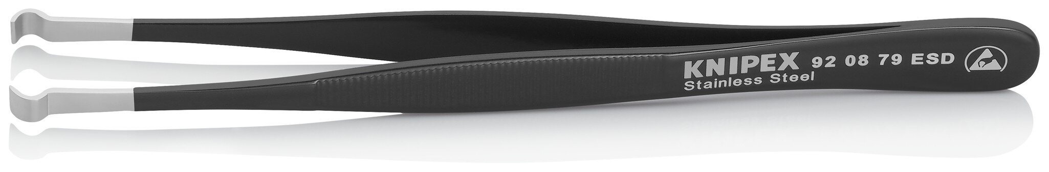 ESD Positionierpinzette, geriffelt, Edelstahl, 122 mm #zoom-1