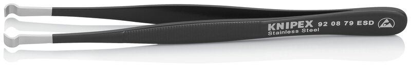 ESD Positionierpinzette, geriffelt, Edelstahl, 122 mm #1
