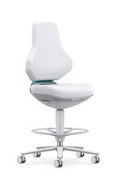 Salle blanche ESD TEXON 4 siège de travail pivotant, avec roulettes d'assise et repose-pieds, Skintec blanc #thumbnail-1
