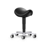 Cleanroom saddle stool, with castors, foot release, imitation leather Magic black #thumbnail-1