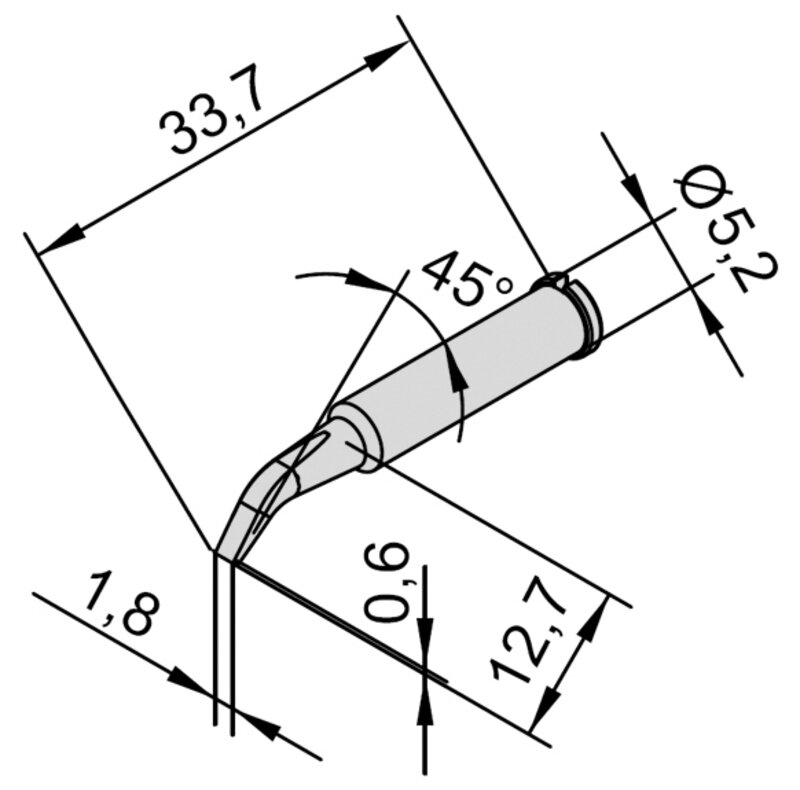 punta di saldatura per i-Tool, piegata, a forma di scalpello, 1,8 mm