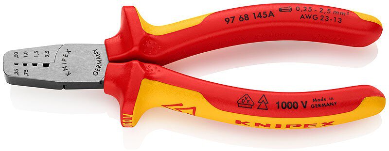 Crimpzange für Aderendhülsen, isoliert, VDE geprüft, 0,25 - 2,5 mm², 145 mm #zoom-1