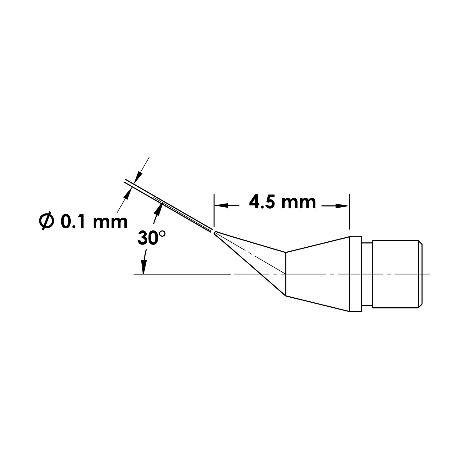 MicroFine Lötspitze konisch 30° gebogen, 0.1x4.5mm, 800 Serie #zoom-3