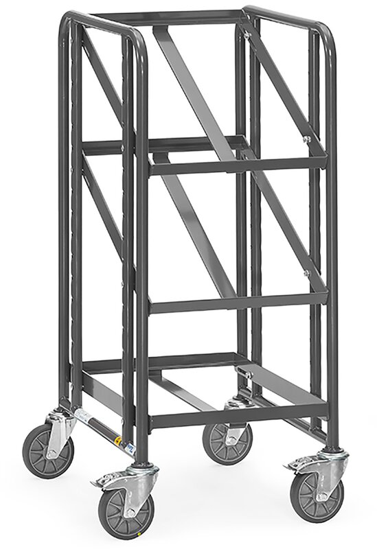 ESD-Eurokastenwagen, Tragkraft 250kg, mit 3 offenen Etagenrahmen für je 1 Eurokasten, 610x410mm #1