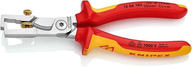 StriX® Abisolierzangen mit Kabelschere, verchromt, isoliert, 180 mm #1