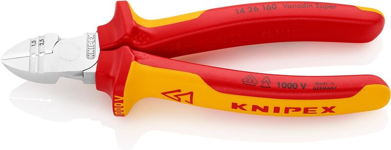 Wire stripping side cutter, chrome-plated, insulated, 160 mm #1
