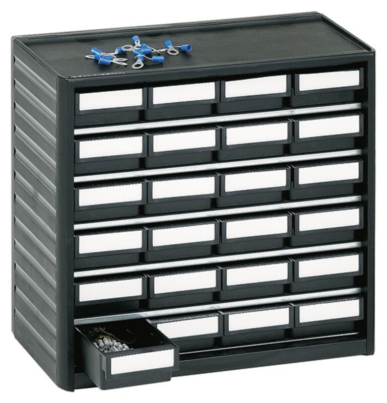 ESD-Kleinteilemagazin, 24 Schubladen, 310x180x290 mm
