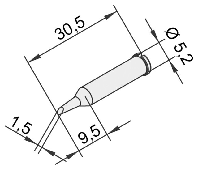 Lötspitze für i-Tool, gerade, angeschrägt, 1,5 mm, 0102ADLF15