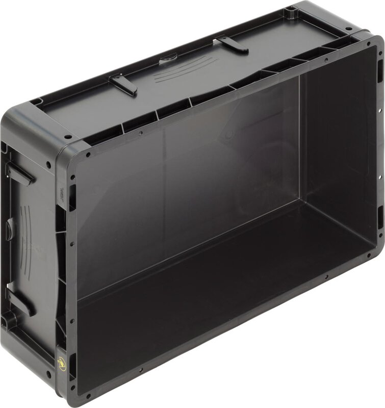 ESD container BL Futura, shell handles, black, 600 x 400 x 175 mm #3