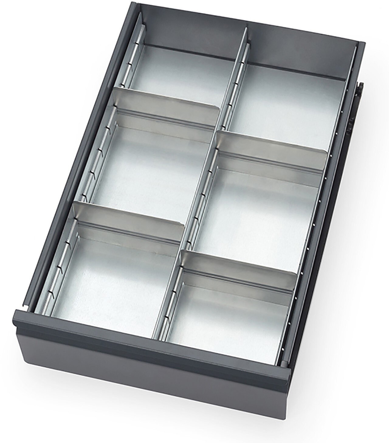 Drawer partition set, zinc plated sheet steel, plug-in, 1 longitudinal divider and 4 dividers, 470x280mm #zoom-1
