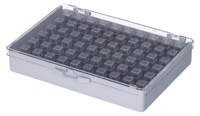 ESD SMD Sortimentskasten mit 60 Dosen und Schaumstoffraster