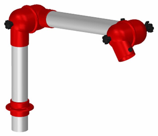 Ramię odsysające System DN75 2 przeguby, 600 mm, czerwone – montaż na stole #zoom-1