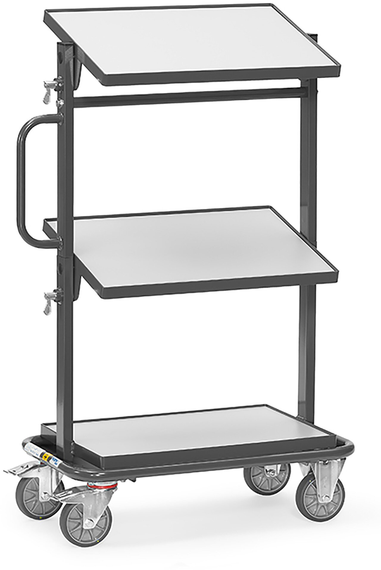 Carrello laterale ESD, carico massimo 200 kg, con 3 ripiani in legno, piani di carico inclinabili, 605x405 mm #zoom-1