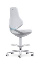 Salle blanche ESD TEXON 4 siège de travail pivotant, avec roulettes d'assise et repose-pieds, Skintec blanc #thumbnail-3
