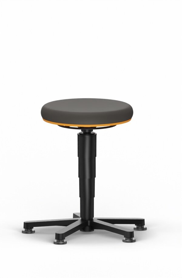 Allround Hocker 1, mit Gleiter, Supertec schwarz, Farbring orange #zoom-1