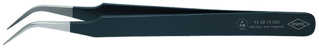 ESD Präzisionspinzette, sichelförmig, 120 mm