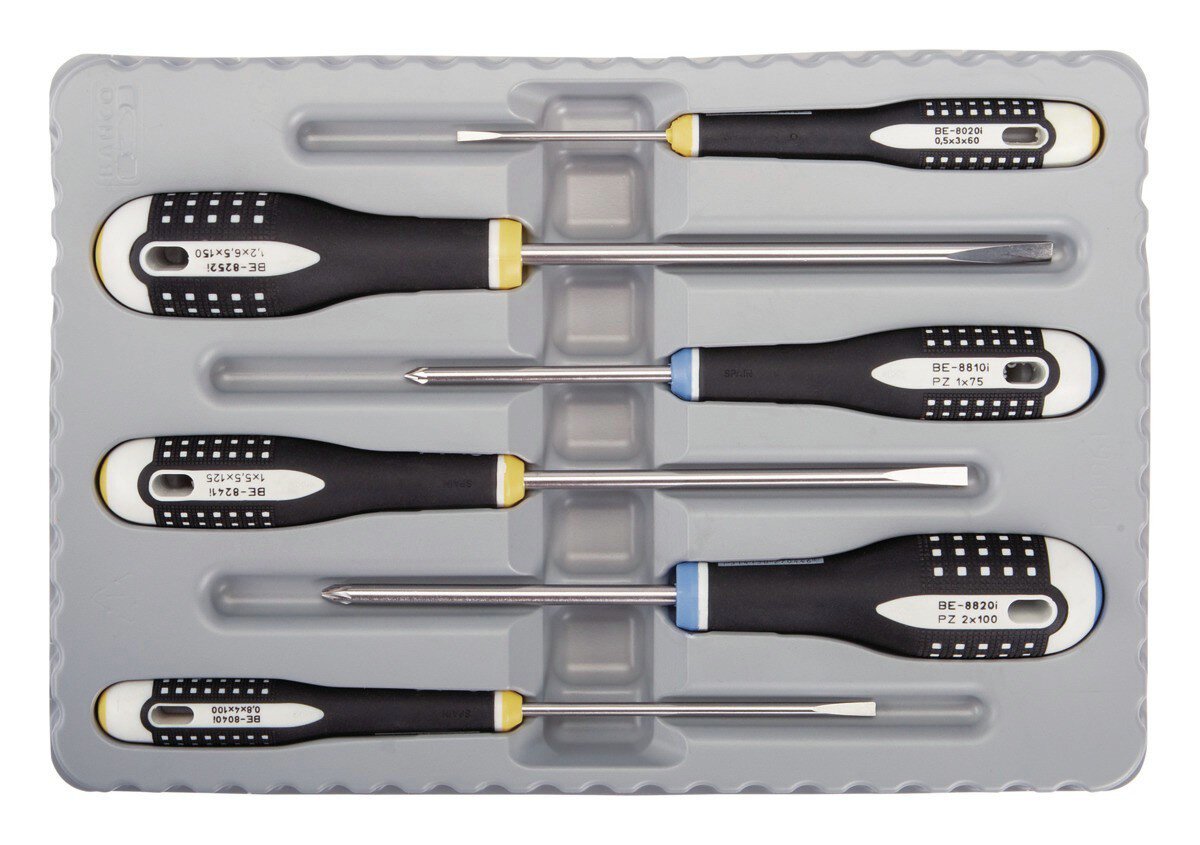 ERGO™ roestvrijstalen schroevendraaierset voor gleuf- en Pozidriv-schroeven, 6 stuks. #zoom-3