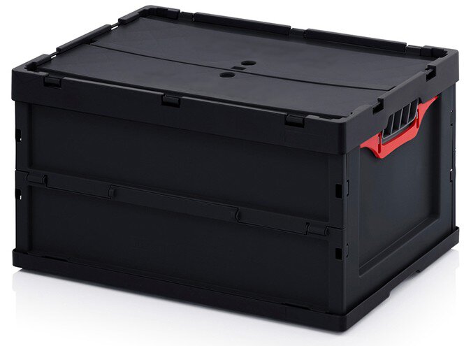 Boîte pliante ESD avec couvercle, 600x400x320 mm #zoom-1