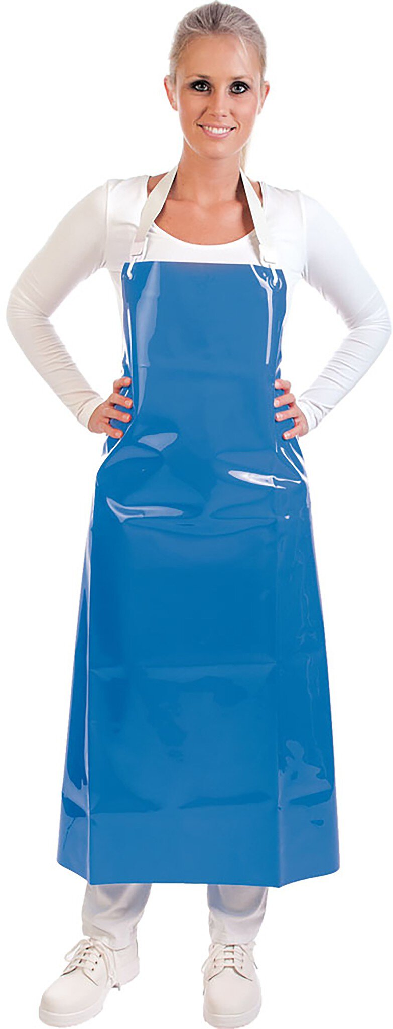 Hygostar Tablier PU, bleu, 110x90cm, sans garniture en tissu #zoom-1