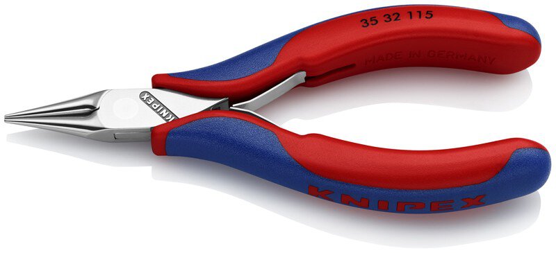 Electronics gripping pliers, round pointed jaws, 115 mm
