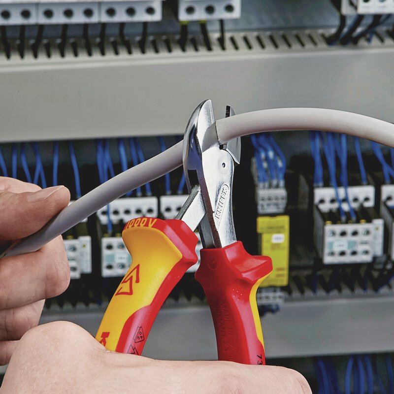X-Cut® Kompakt-Seitenschneider hochübersetzt, isoliert, mit Mehrkomponenten-Hüllen, VDE-geprüft, verchromt, 160 mm (SB-Karte/Blister) #9