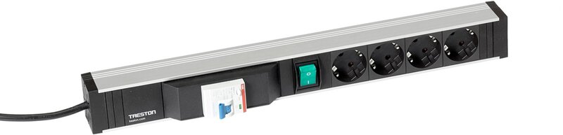 Barre d'énergie 468 mm, 4 prises,interrupteur + disjoncteur FI #1