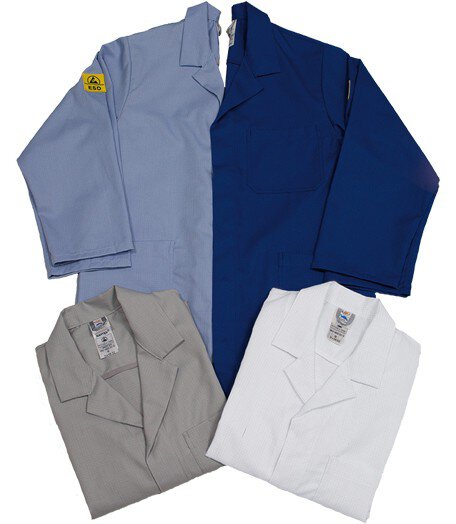 ESD work coat CONDUCTEX, long sleeves, women, light blue, S #zoom-1