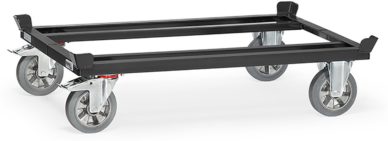 Palletwagen "GREY EDITION", max. belasting 1200kg, voor vlakke pallets en palletkooien, elastische VG banden, 1210x810mm. #zoom-1