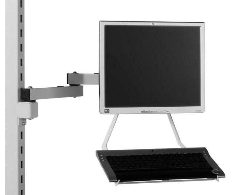 Support pour écran plat, à fixer sur le rail de support, standard VESA 75x75 mm et 100x100 mm, gris