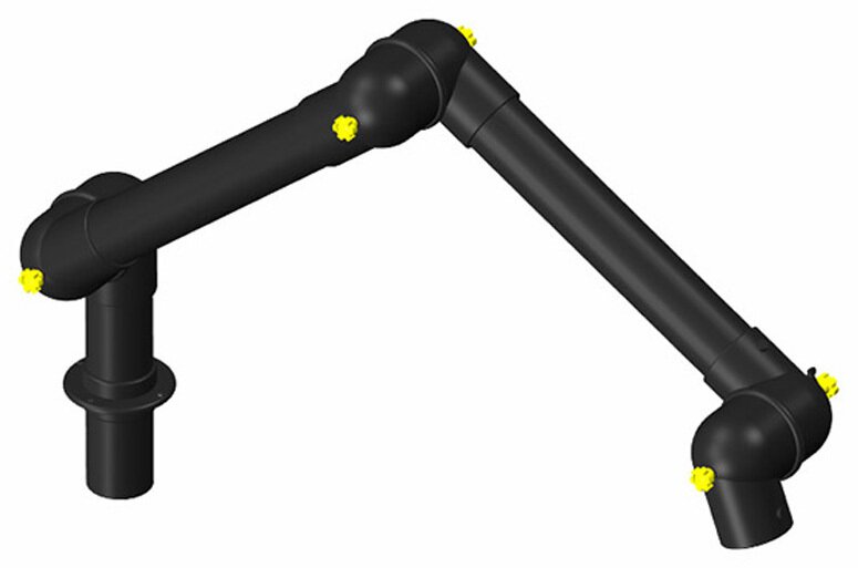 ESD-afzuigarmsysteem DN75 voor tafelmontage, 3 scharnieren, zwart, 830 mm #zoom-1