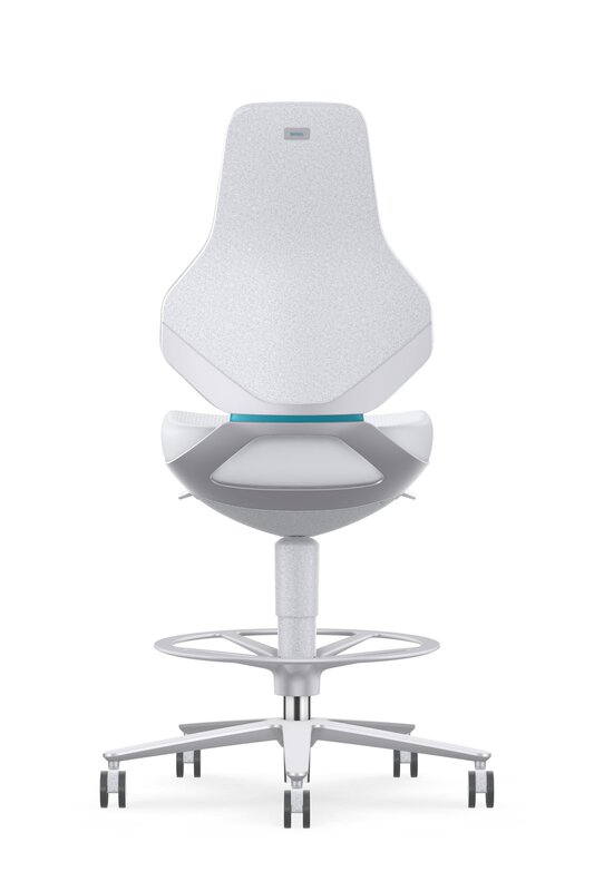 Salle blanche ESD TEXON 4 siège de travail pivotant, avec roulettes d'assise et repose-pieds, Skintec blanc #2