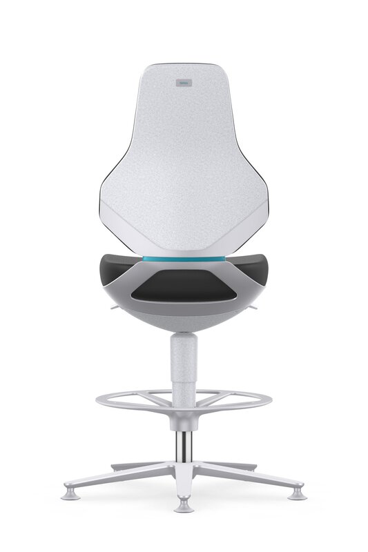 Chaise de travail ESD TEXON 3 pour salles blanches, avec patins et repose-pieds, Skintec noir #2