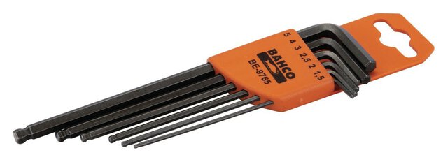 Winkelschraubendreher-Satz, Sechskant mit Kugelkopf, phosphatiert, 1,5 mm bis 5 mm, 6-teilig