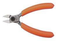 Compacte zijsnijtang met ovale kop en oranje PVC handgrepen 130 mm, industriële verpakking. #thumbnail-3